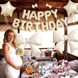 Biapian Apricot Happy Birthday Balloon Banner, 38Inch Bow Aluminum
