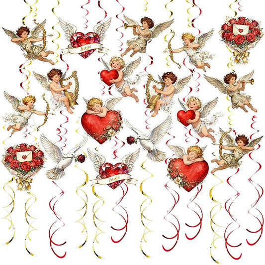 Valentine's Cupid Party Streamers 48 PCS Romantic Hanging Swirl