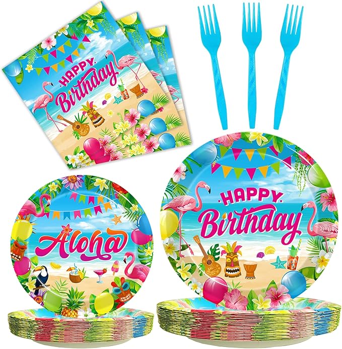 96 Pcs Hawaiian Aloha Party Decorations Supplies Luau Tropical