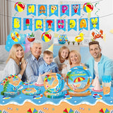 184 Pcs Beach Party Supplies Plates Napkins Set Includes Summer