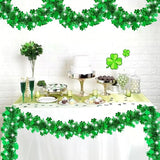 50FT St Patrick's Day Tinsel Garland, Green Shamrock Tinsel Garland