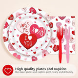 200Pcs Valentine's Day Party Supplies Pink Ture Love Heart Plates
