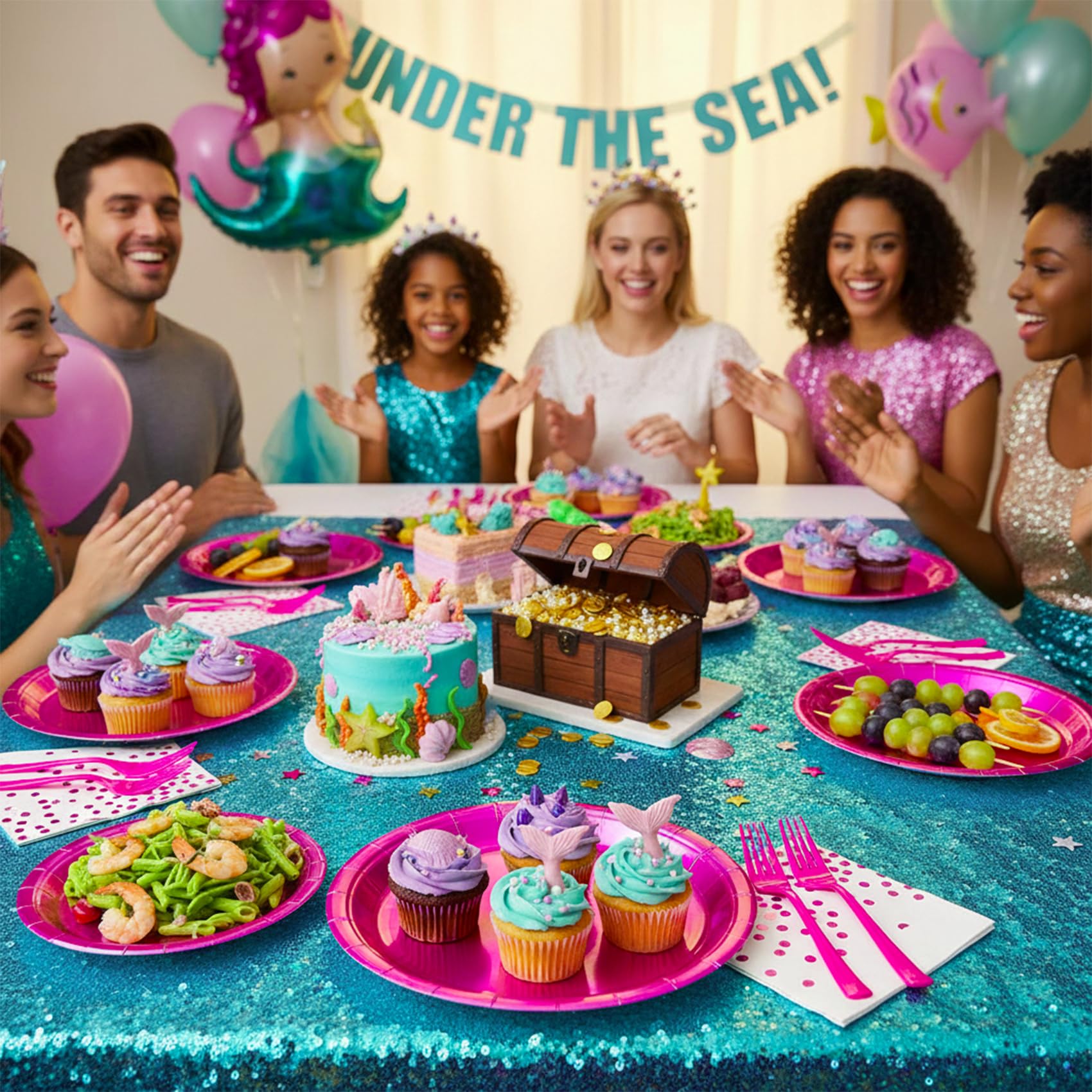 Iridescent Pink Paper Plates and Napkins, 200pcs Holographic Party