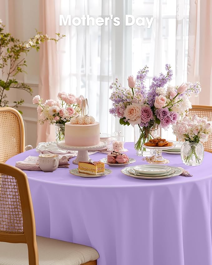 Pureegg Plastic Table Cloth Disposable 10 Pack, 84'' Round Table