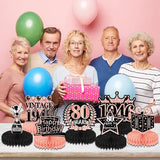 80th Birthday Decorations for Women - 9pcs Rose Gold 80 Party