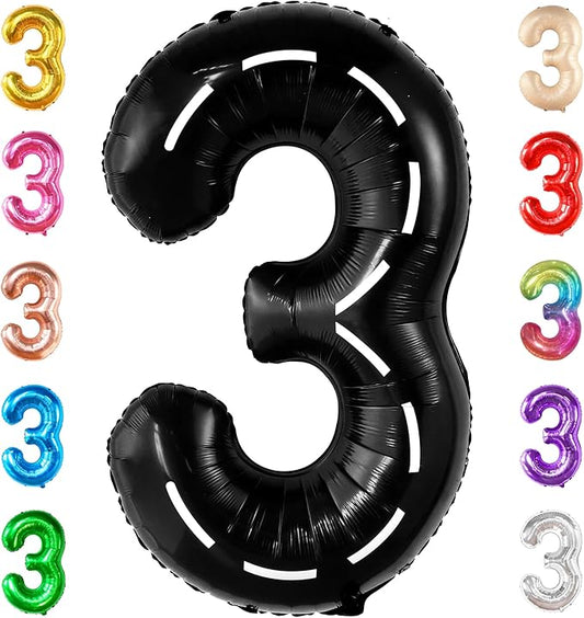 KatchOn Giant Number 3 Balloon - 40 Inch | Number 3 Race Car Balloon