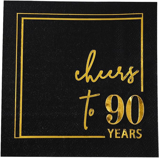 Cheers to Years Cocktail Napkins - 50 PK - 3-Ply Birthday Napkins 5x5
