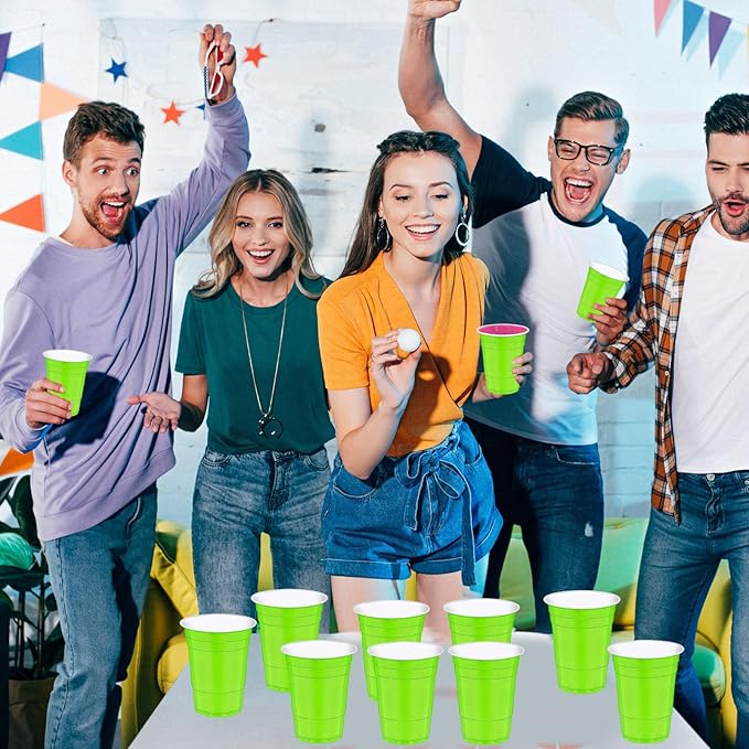 120 pcs 12 oz Fluorescent Green plastic cups St. Patrick's Day