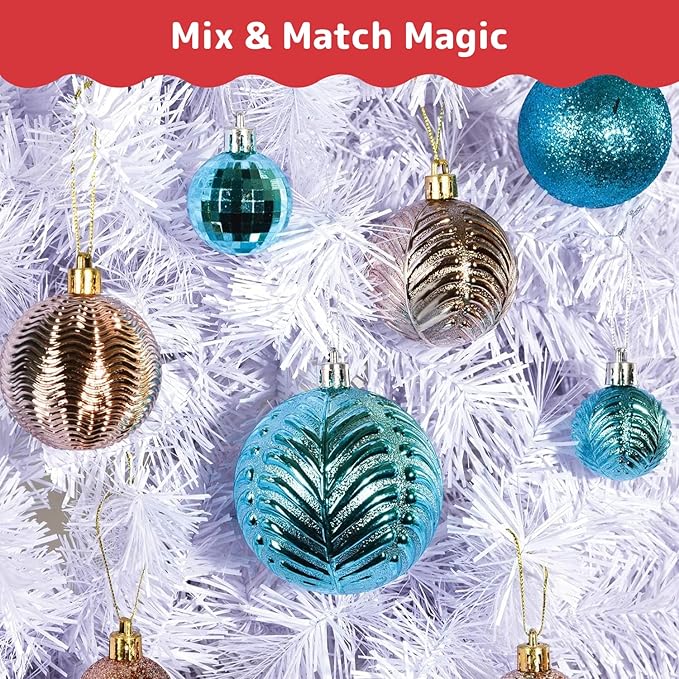 Prextex 36 Piece Christmas Ornaments Set - Acid Blue Christmas Tree