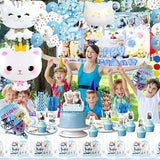 142Pcs Cat Birthday Decorations Cat 2nd Birthday Party Supplies Cat