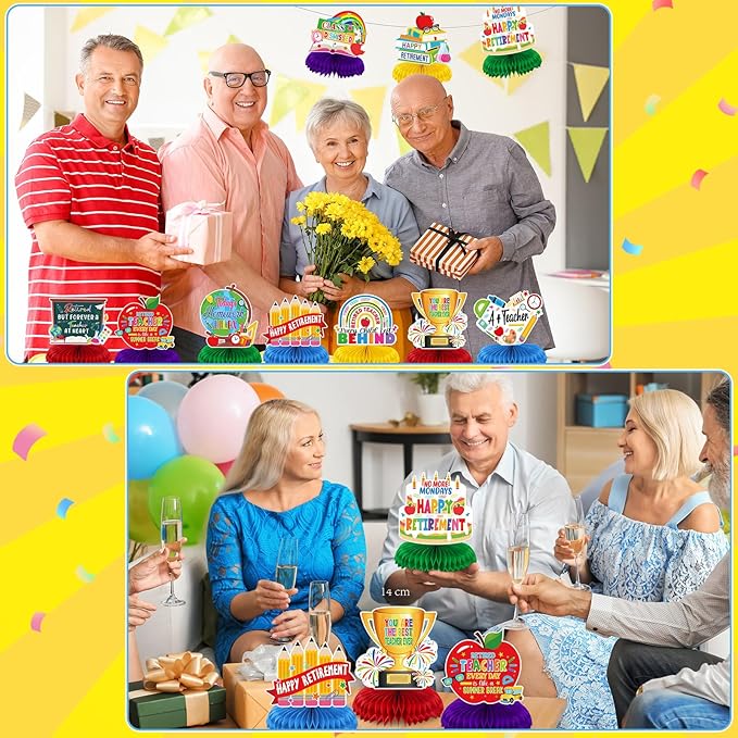 10 Pieces Funny Teacher Retirement Decorations Honeycomb