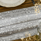 Artoid Mode 3Pcs White Silver Gauze Table Runner 120 Inch 10FT,