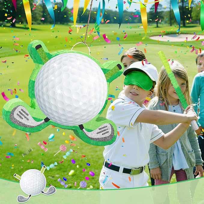 WERNNSAI Golf Piñata - Green Golf Ball & Club Shaped Piñata with