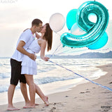 KatchOn, Giant Aqua Blue Number 9 Balloon - 40 Inch | Foil 9 Birthday