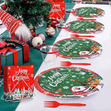 100 Pcs Christmas Tableware Party Supplies Disposable Merry