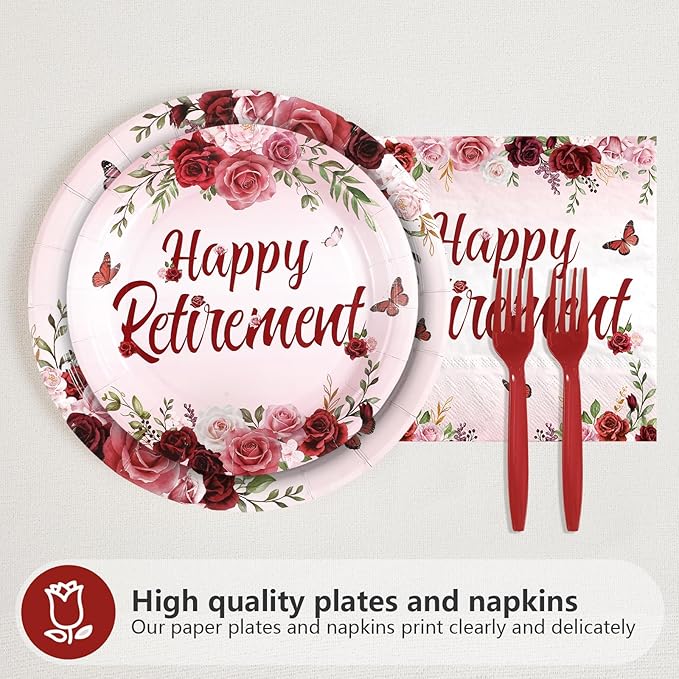 96Pcs Burgundy Retirement Party Decorations Burgundy Rose Floral