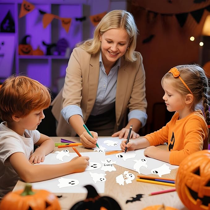 Halloween Glitter Ghost Cutouts 100Pcs Cute Ghost Glitter Paper Cut