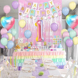 1st Birthday Decorations Rainbow Gradient Number 1 Balloon Pastel