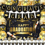 Graduation Decorations Class of 2025 Black Gold Themed Congrats Grad