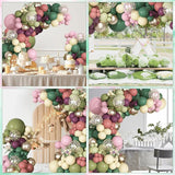 Ouddy Party Dusty Pink Green Yellow Balloons Garland Arch Kit,