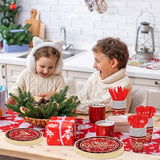 175 Pcs Merry Christmas Party Supplies Set Serves 25 Festive Red and