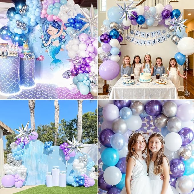 KARLURE Purple and Blue Balloon Arch Garland Kit for Girls Princess