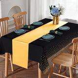 16Pack Disposable Plastic Tablecloths and Satin Table Runner Set Black