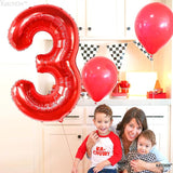 KatchOn, Giant Red Number 3 Balloon - 40 Inch | Red Foil Number 3