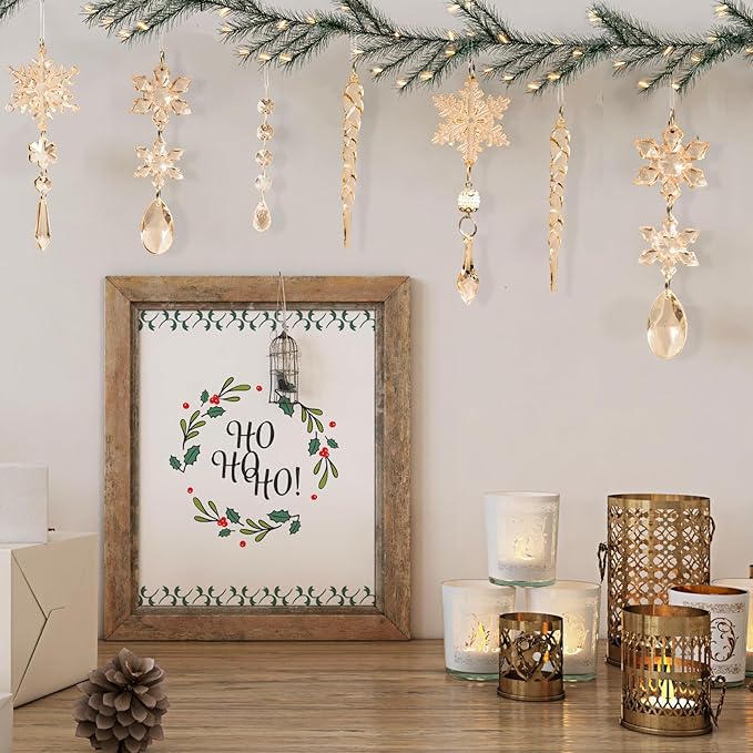 18pcs Crystal Christmas Ornaments for Christmas Tree Decorations-Champ