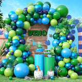 Blue Green Balloon Arch Kit Dinosaur Balloon Garland Kit with Fruit
