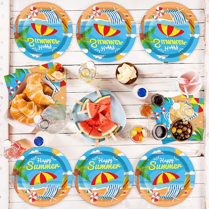 Summer Party Supplies Serves 24 Beach Luau Party Paper Plates