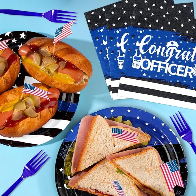 96Pcs Police Retirement Party decorations Congrats Officer Plates