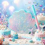 Mermaid Tail Piñata Ocean Supplies Pull String Seashell Fish