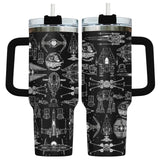 34HD Galaxy Spaceship Tumbler 40oz with Handle and Straw - Sci-Fi Star