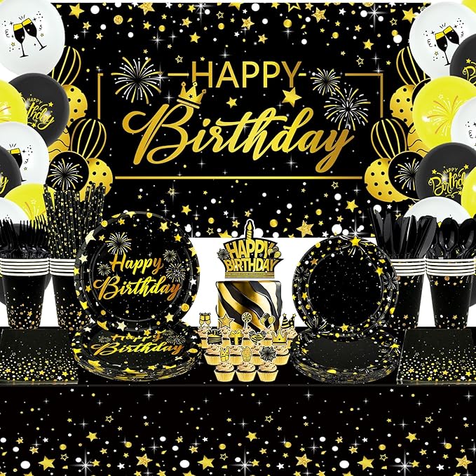 Black Gold Birthday Party Decorations Black and Gold Party Supplies