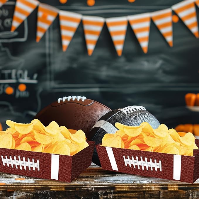 50 Pcs Football Party Decorations Disposable Food Tray for Super