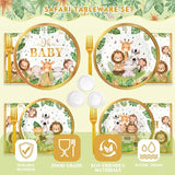 144 Pcs Safari Baby Shower Plates and Napkins Serves 24 Guests
