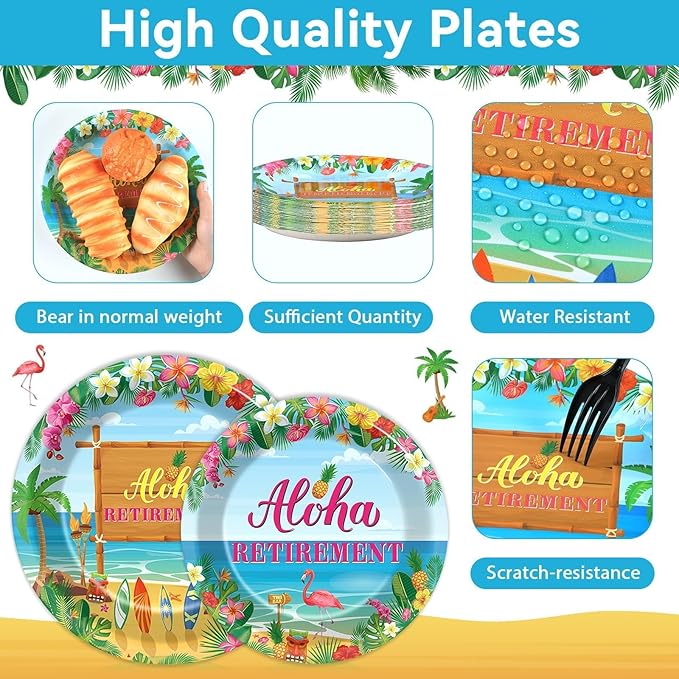 Tropical Hawaiian Luau Happy Retirement Party Decorations Aloha