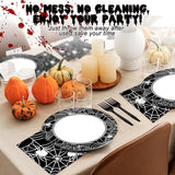 50 Guests Halloween Spider Web Plates and Napkins Party Supplies