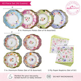 Kate Aspen Tea Party Decorations, Colorful Pastel Plates And Napkins