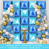 LightBlue and Blue Square Foil Balloons 25 Pcs Metallic LightBlue and
