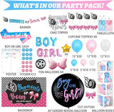 Burnouts or Bows Gender Reveal Decorations Kit 171 Pcs Boy or Girl