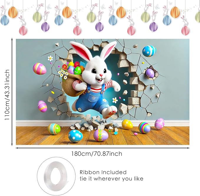 Easter Banner Polyester 43x70.86 Inches Large Easter Banner