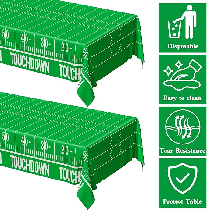 QZYL Football Party Decorations - 2PCS Touchdown Tablecloths,