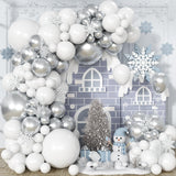 Silver and White Balloon Garland Kit, Metallic Silver White Balloon