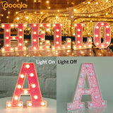 Pooqla LED Marquee Letter Lights, Light Up Pink Letters Glitter Alphab