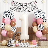 1st Birthday Decorations for Girls, 40 Inch Cream Number 1 Balloon,