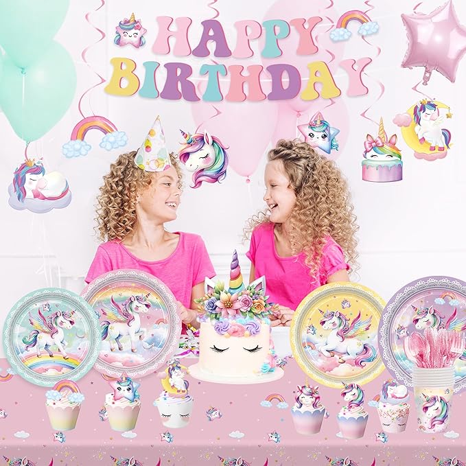 210pcs Unicorn Birthday Party Supplie Plates Napkins Unicorn Party