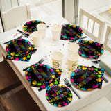 chiazllta 96 Pcs Neon Party Paper Plate and Napkins Neon Birthday