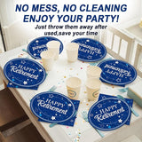 Happy Retirement Party Oval Paper Plates 11inch Blue Silver